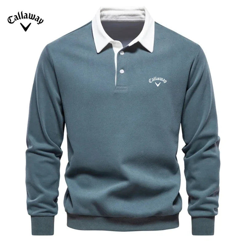 Men's Embroidered Pure Cotton Long Sleeved Polo Shirt